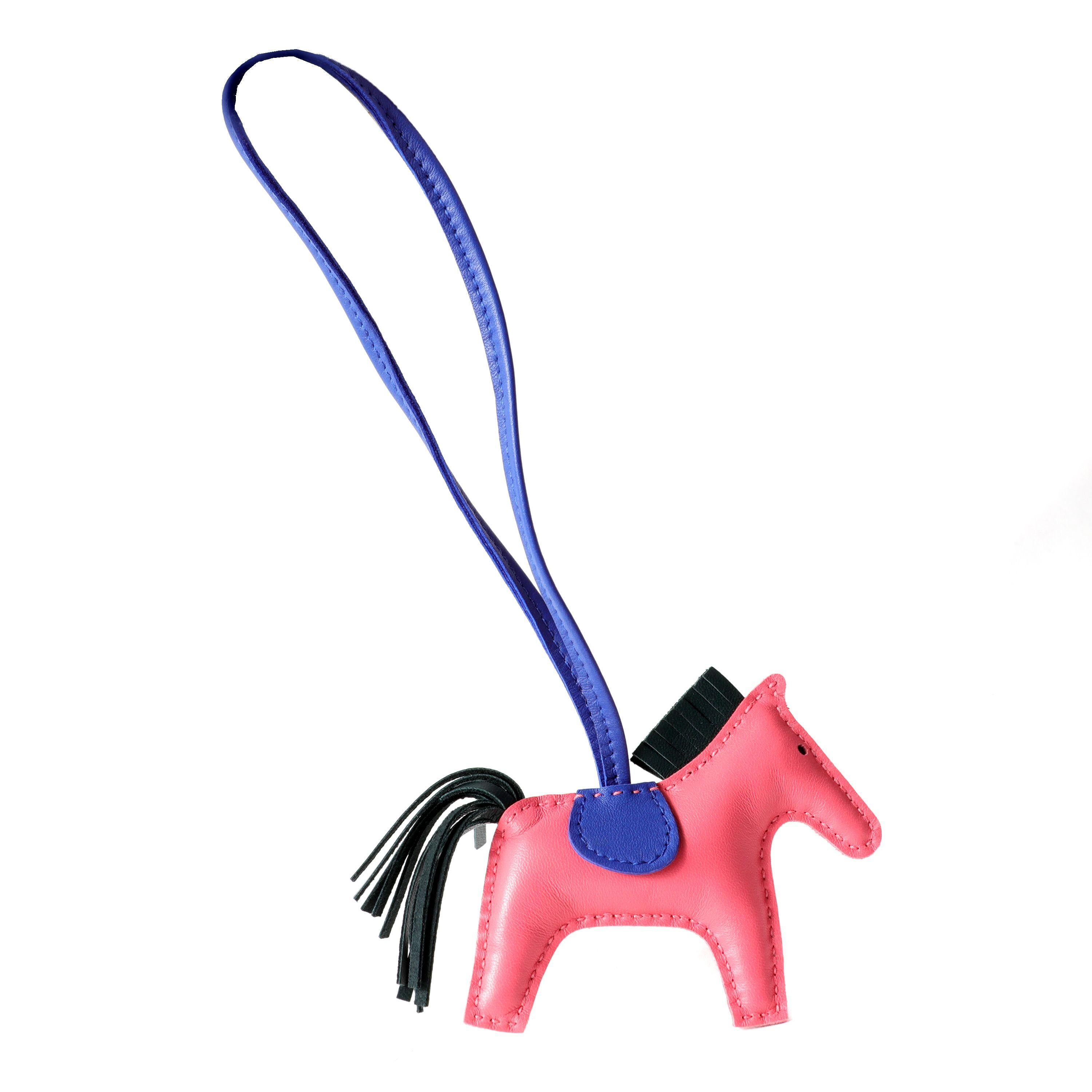 Hermès Pink and Blue Leather Rodeo Charm In New Condition For Sale In Palm Beach, FL