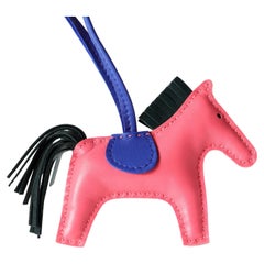 Hermès Pink and Blue Leather Rodeo Charm