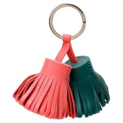 Hermès Pink and Green Leather Double Tassel Key Holder
