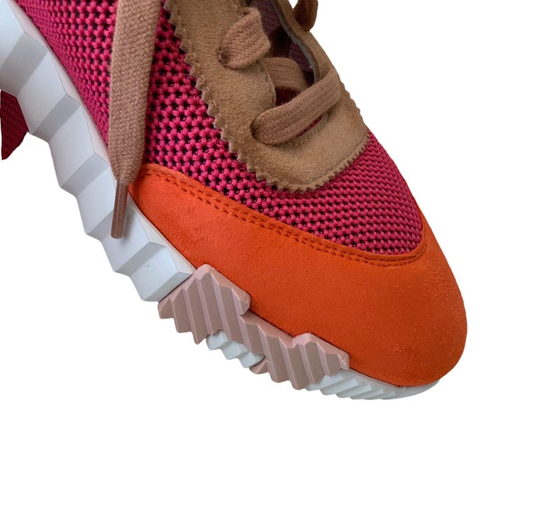 Hermès Pink and Orange Bouncing Sneakers In Good Condition For Sale In Geneva, CH