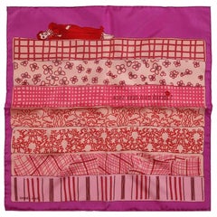 Hermes Pink Avez Vous Bien Dormi Silk Pochette Scarf