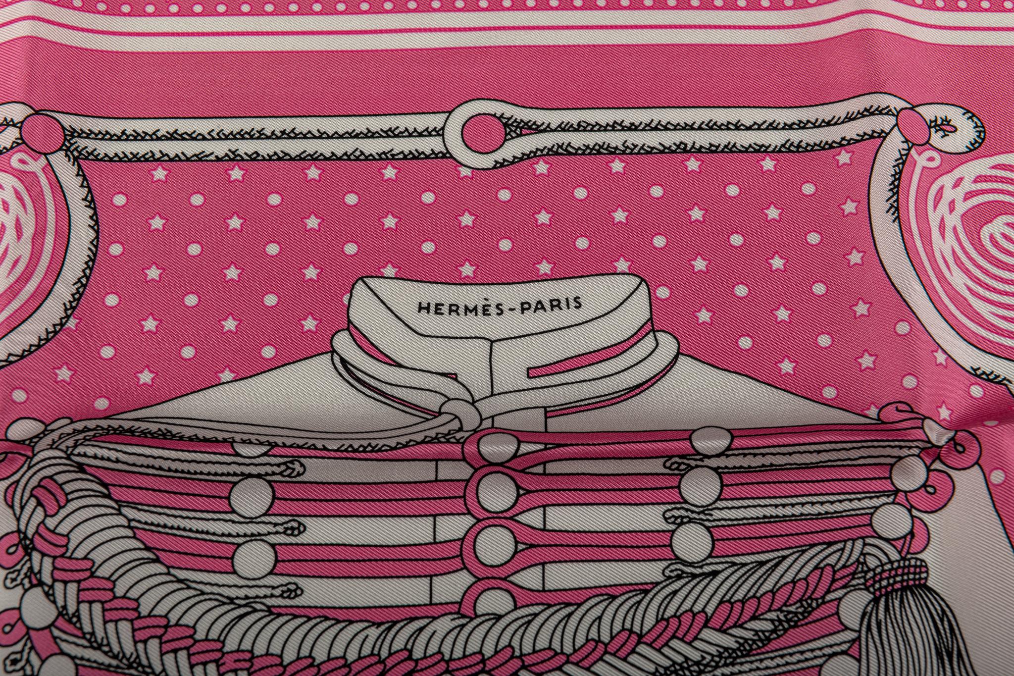 Hermès 2020 limited edition Brandebourg bandana scarf. Pink and white combo. 100% pure silk. Brand new in original box.