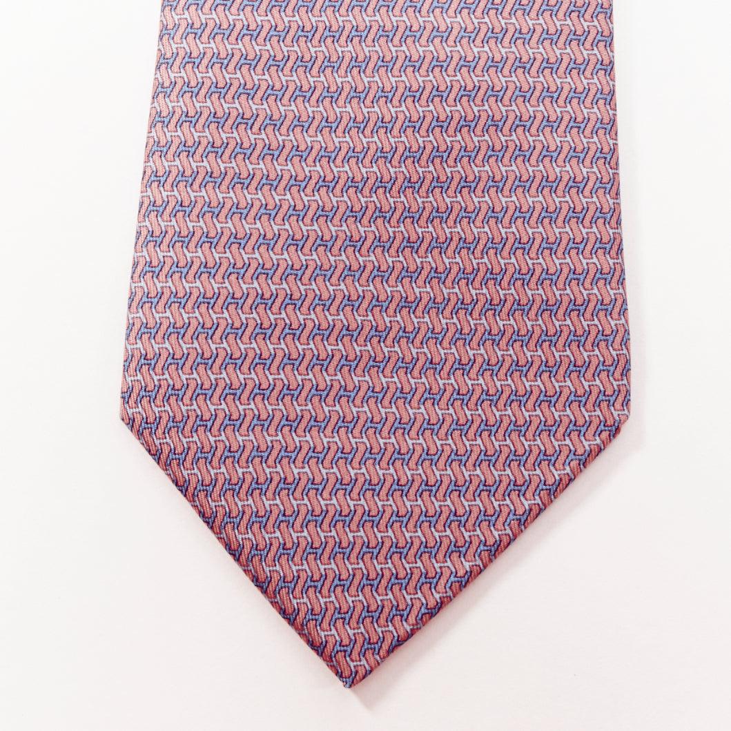 HERMES rosa blau lavendel 100% Seide H Logo Zickzack Druck formale Krawatte im Zustand „Gut“ in Hong Kong, NT