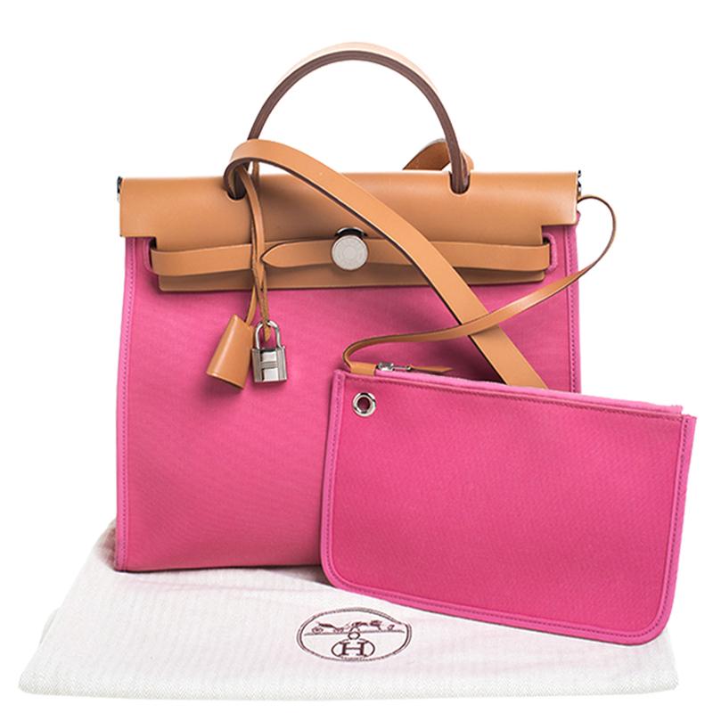 Hermes Pink Canvas and Leather Herbag Zip 31 Bag 5
