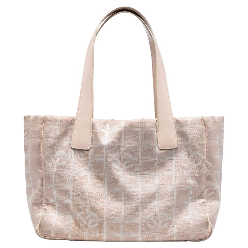 Bolso Tote Pequeño Chanel Línea Viaje Lienzo Rosa