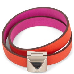 HERMES pink Capucine/Magnolia MEDOR INFINI DOUBLE TOUR Bracelet T1 Palladium