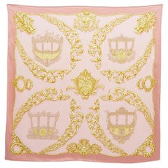 Hermes Pink Carosses d'Or Silk Scarf