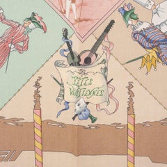 HERMES pink cashmere silk FETES VENETIENNES 90 Scarf