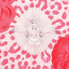 Hermes pink CASQUES ET PLUMETS 90 silk twill Scarf