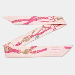 Hermès Pink Chain Brides De Gala Print Silk Twilly