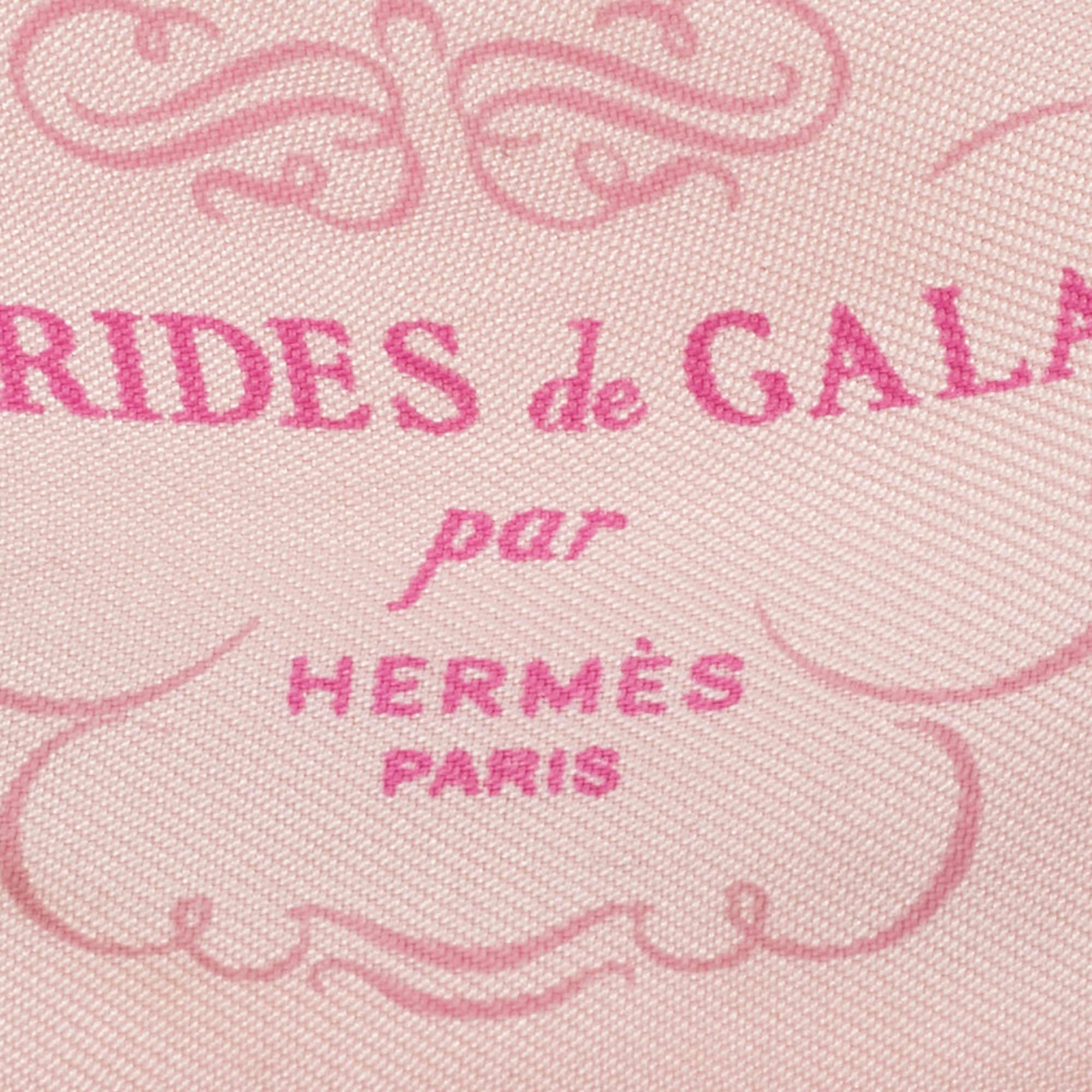 White Hermès Pink Chain Brides De Gala Print Silk Twilly