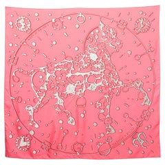 Hermès Pink Cheval Fusion Seidenschal quadratisch