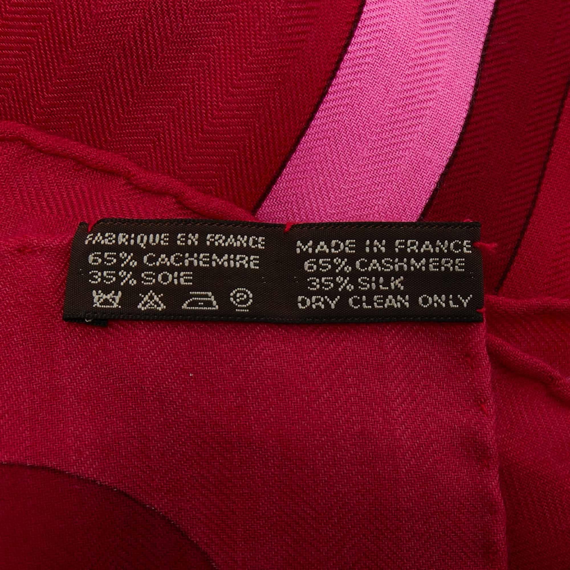 Women's Hermes Pink Coaching Cashmere & Silk Shawl