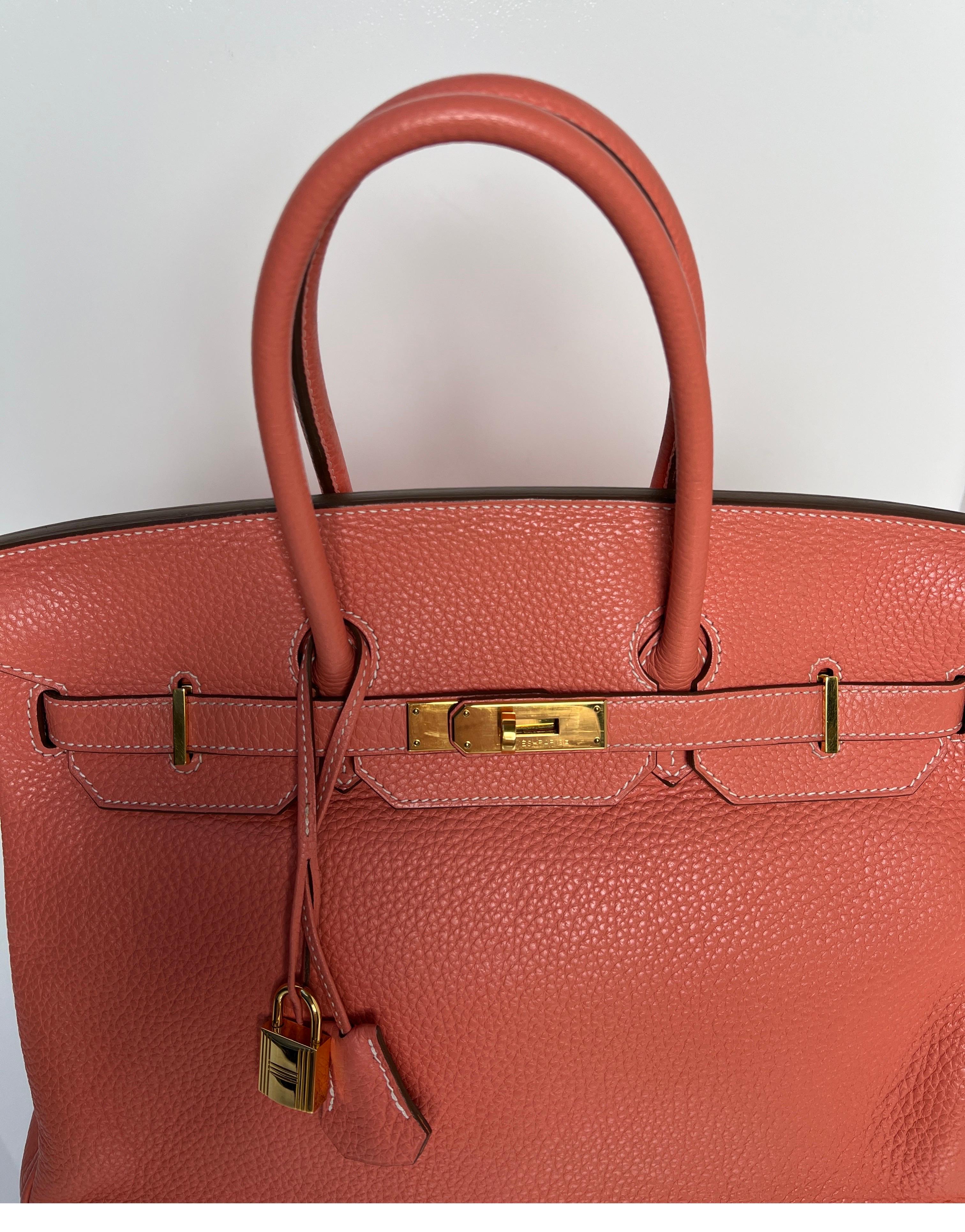 Hermes Pink Crevette Birkin 35 Bag 5