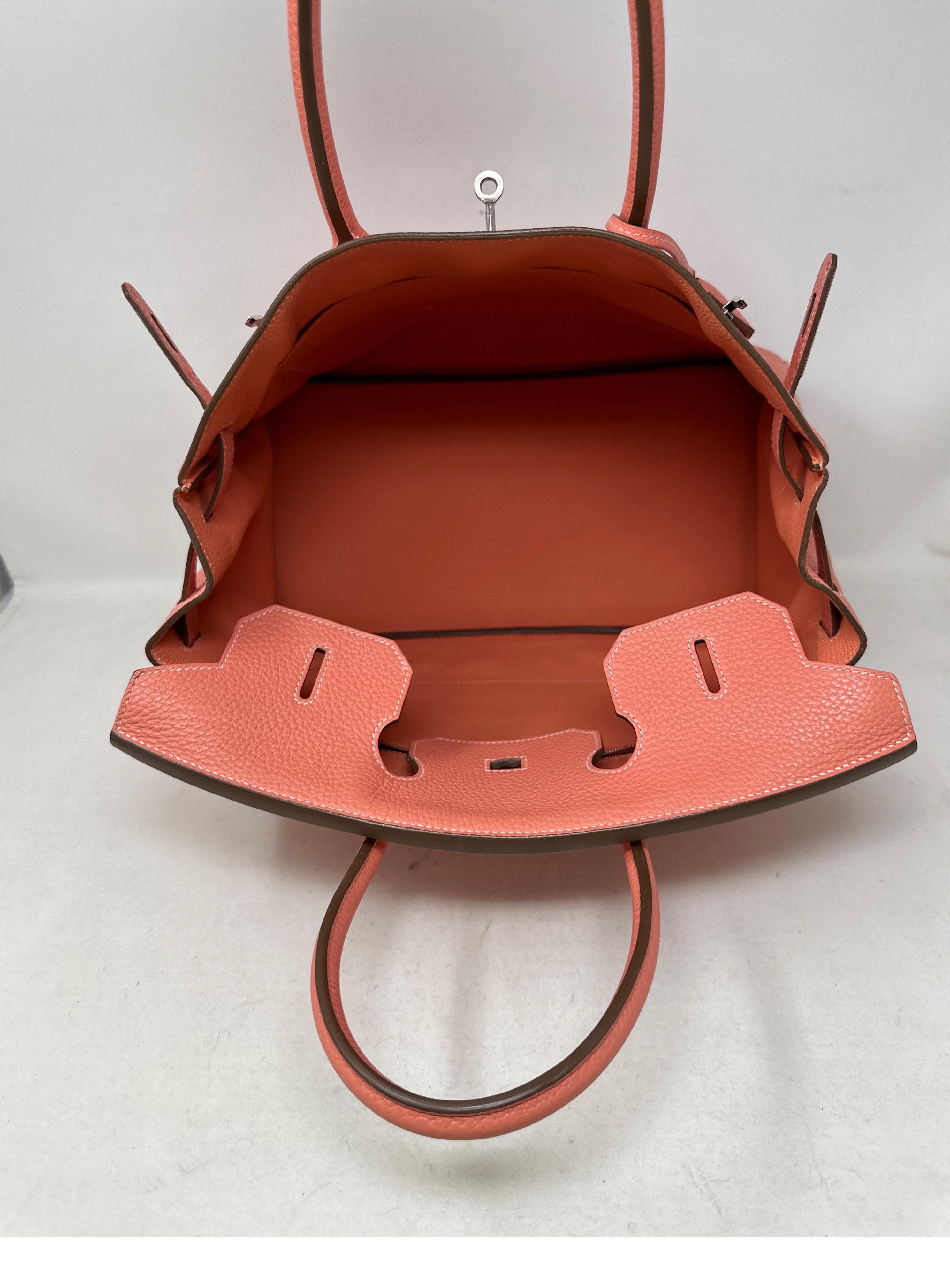 Hermes Pink Crevette Birkin 35 Bag  For Sale 11