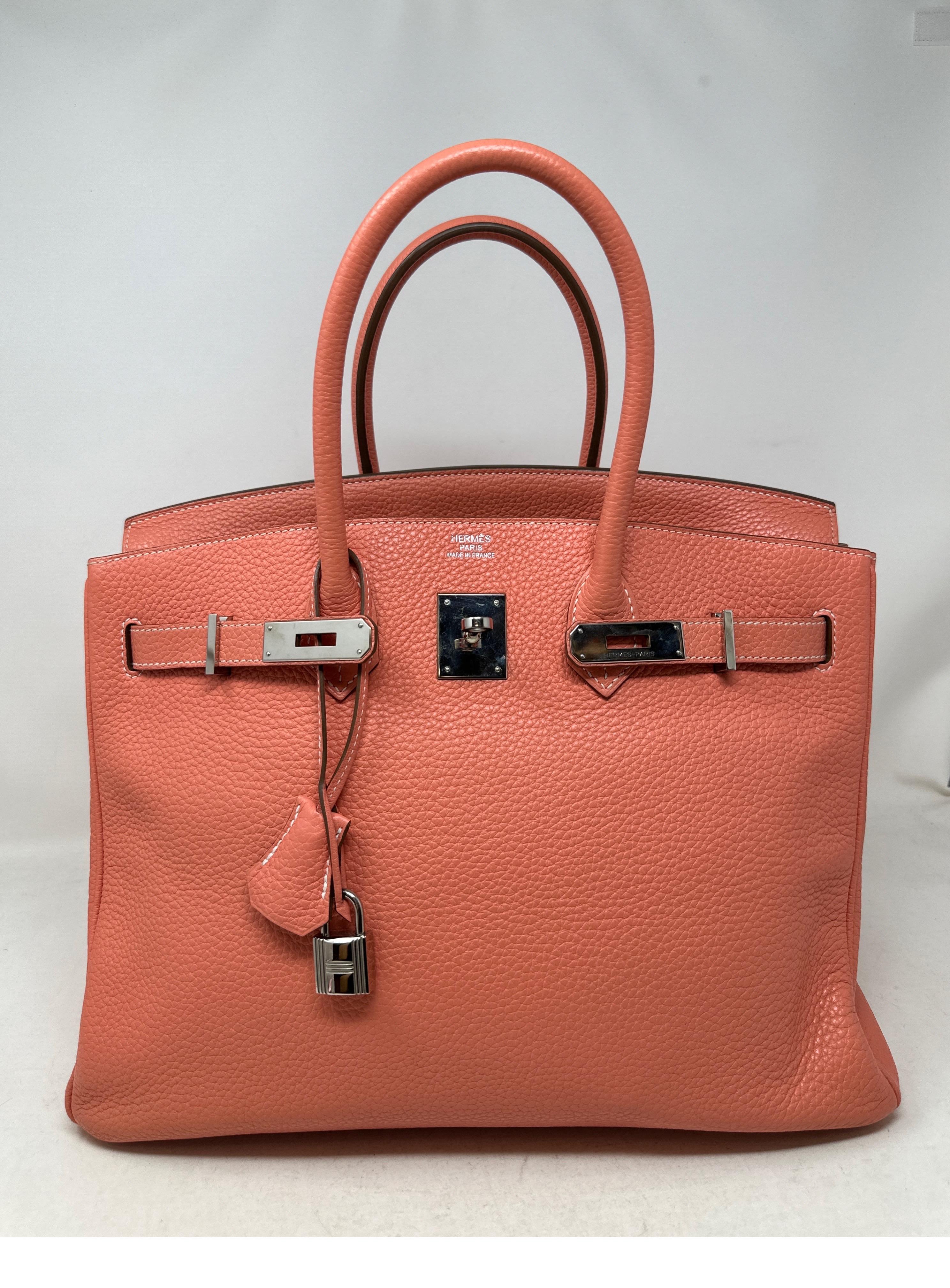 Hermes Pink Crevette Birkin 35 Bag  For Sale 14