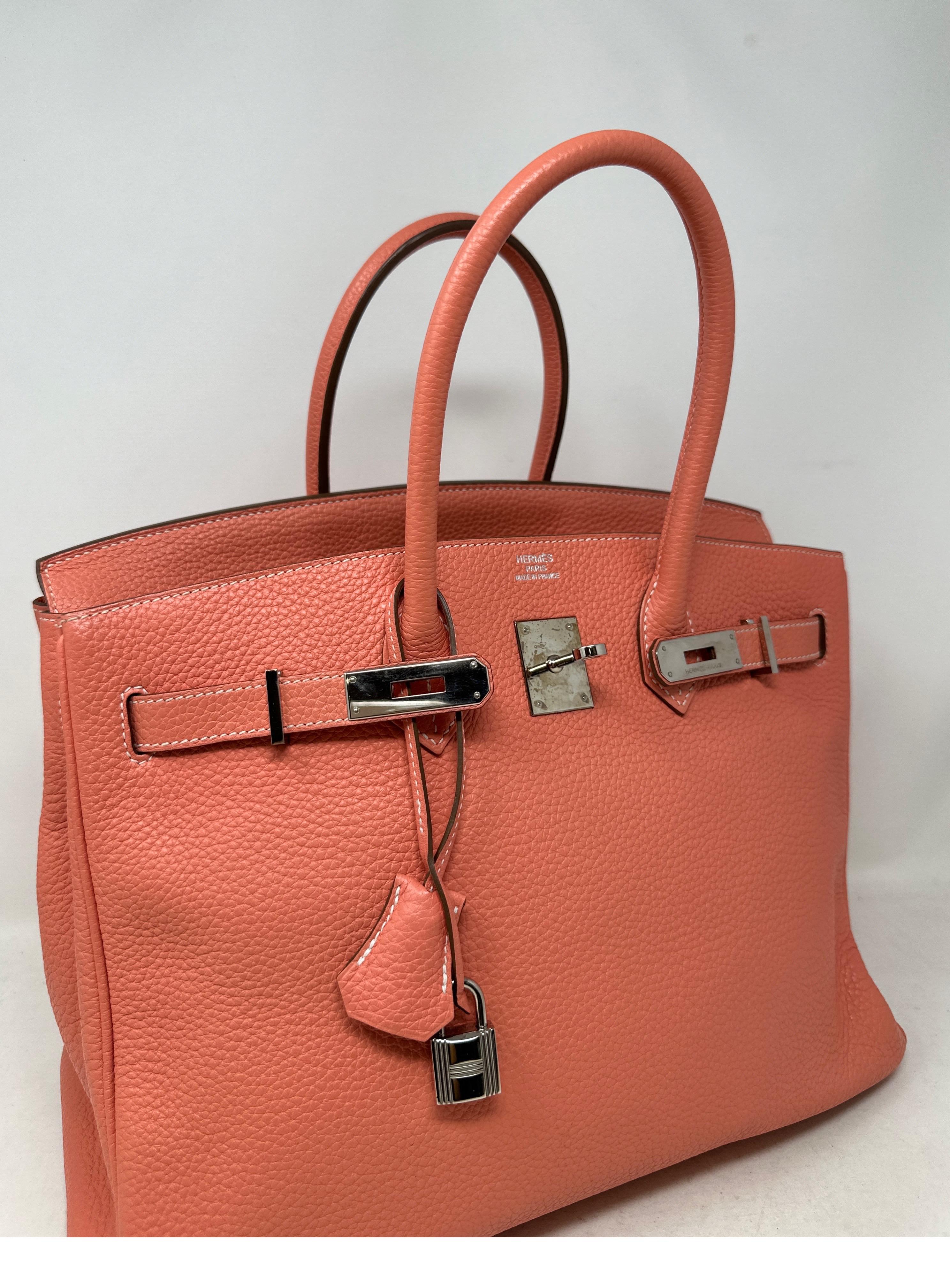 Sac Hermes Crevette Birkin 35 rose  en vente 16