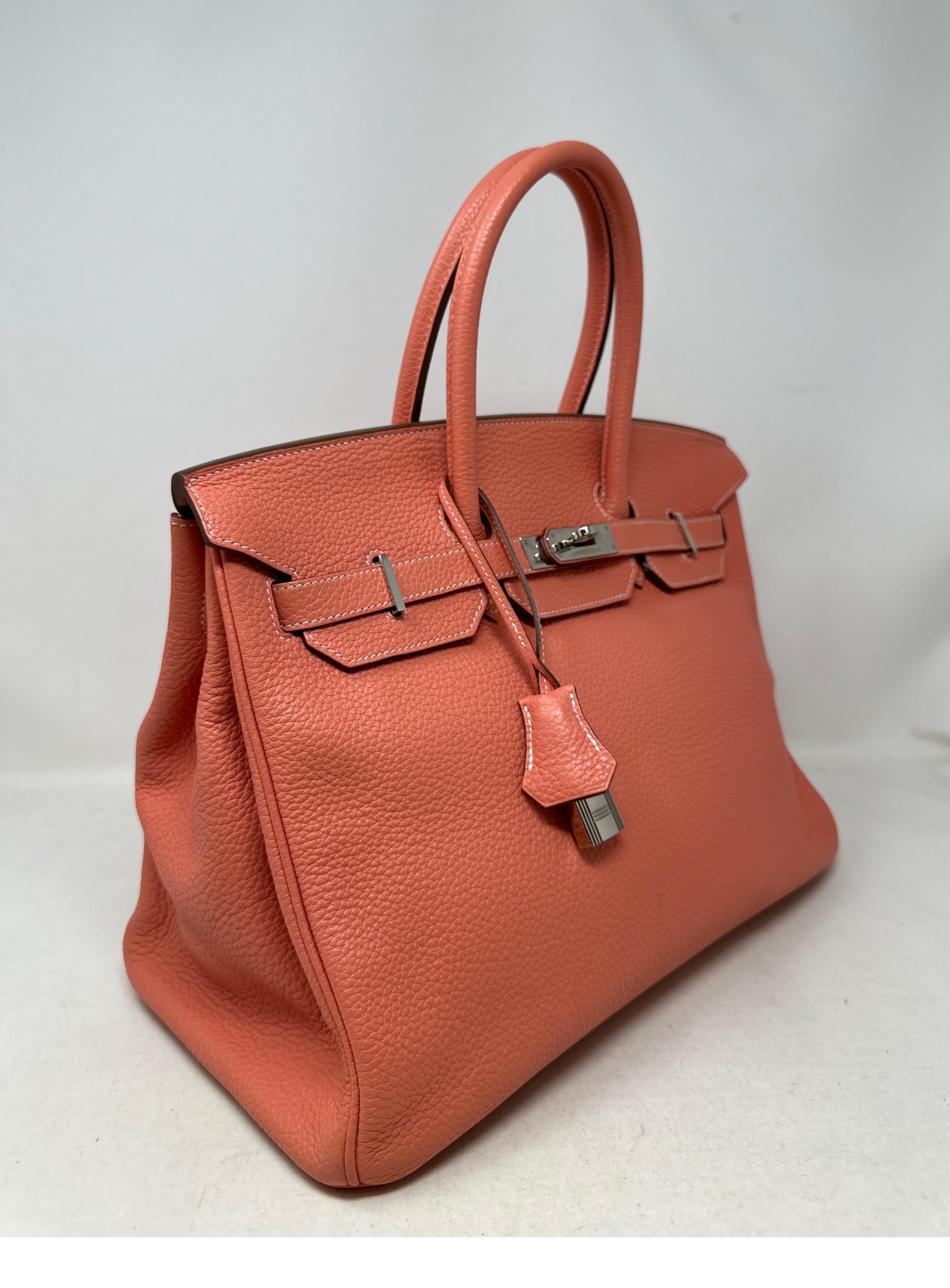 Hermes Pink Crevette Birkin 35 Bag  In Good Condition For Sale In Athens, GA