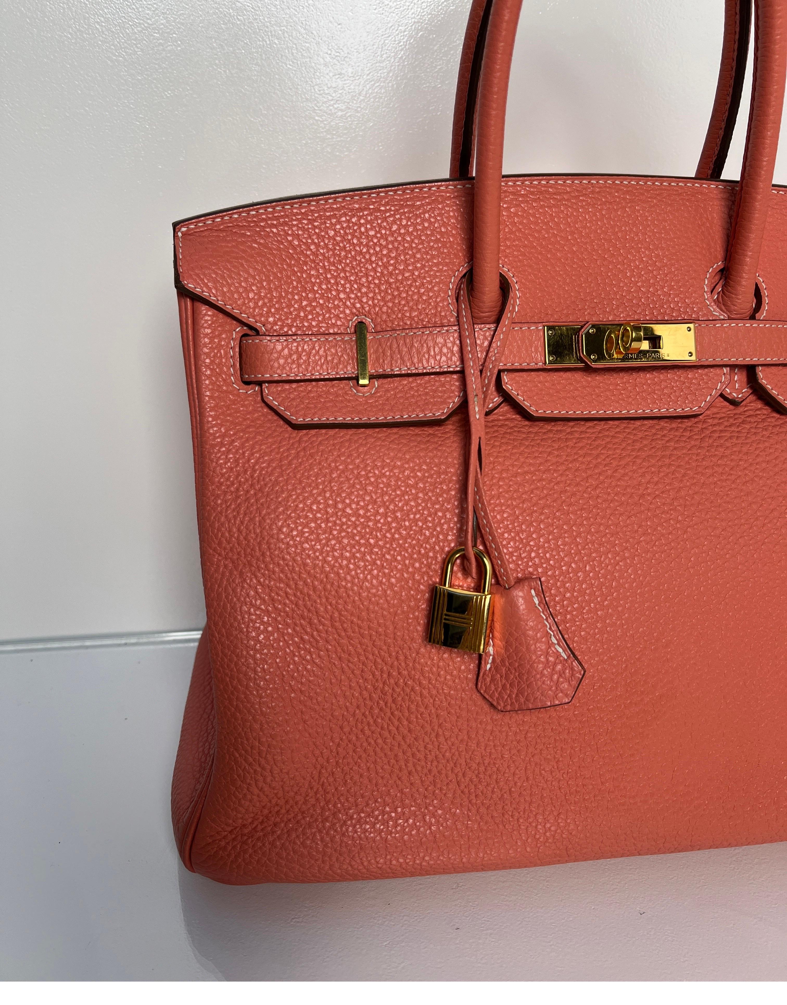 Brown Hermes Pink Crevette Birkin 35 Bag
