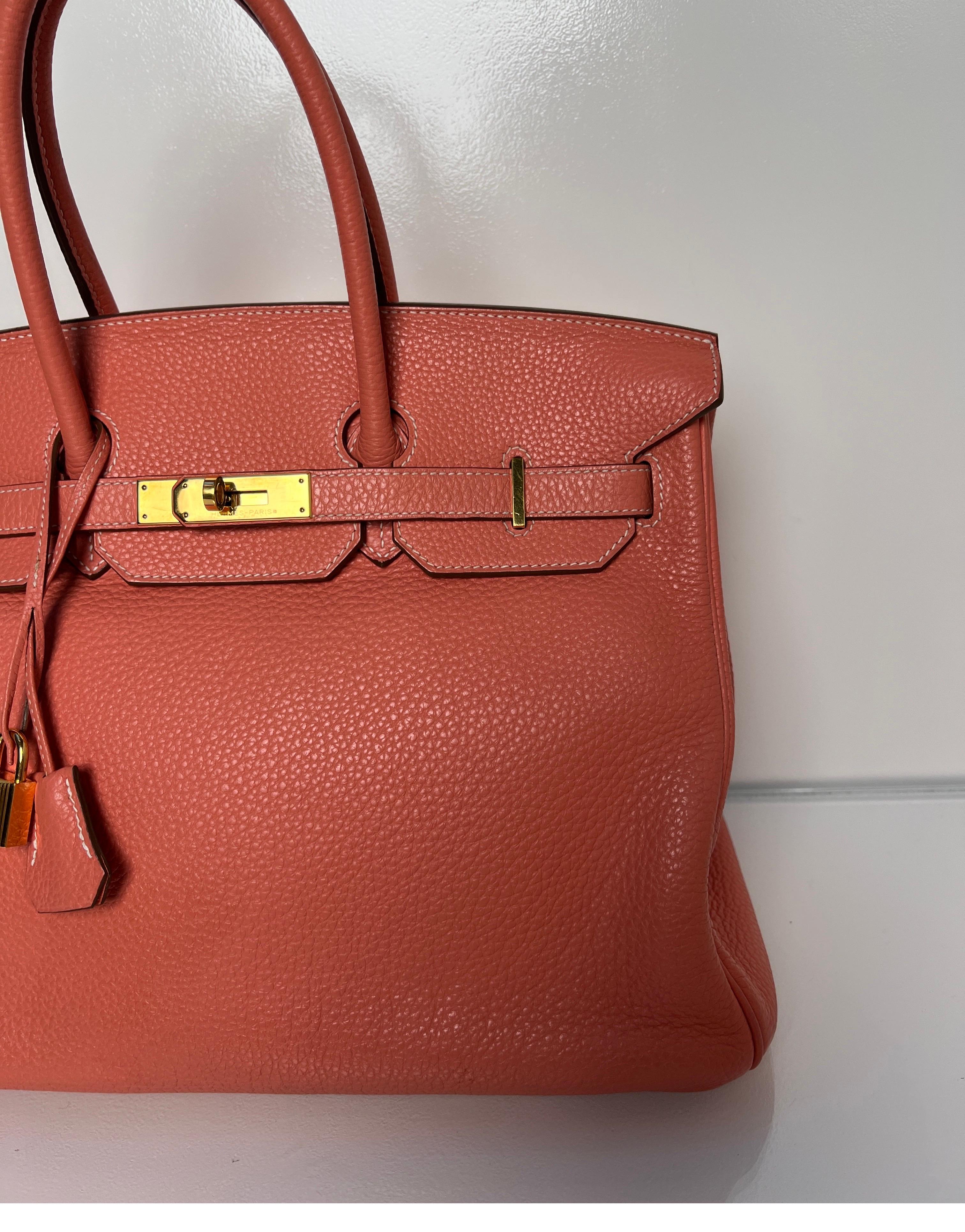 Hermes Pink Crevette Birkin 35 Bag In Good Condition In Athens, GA