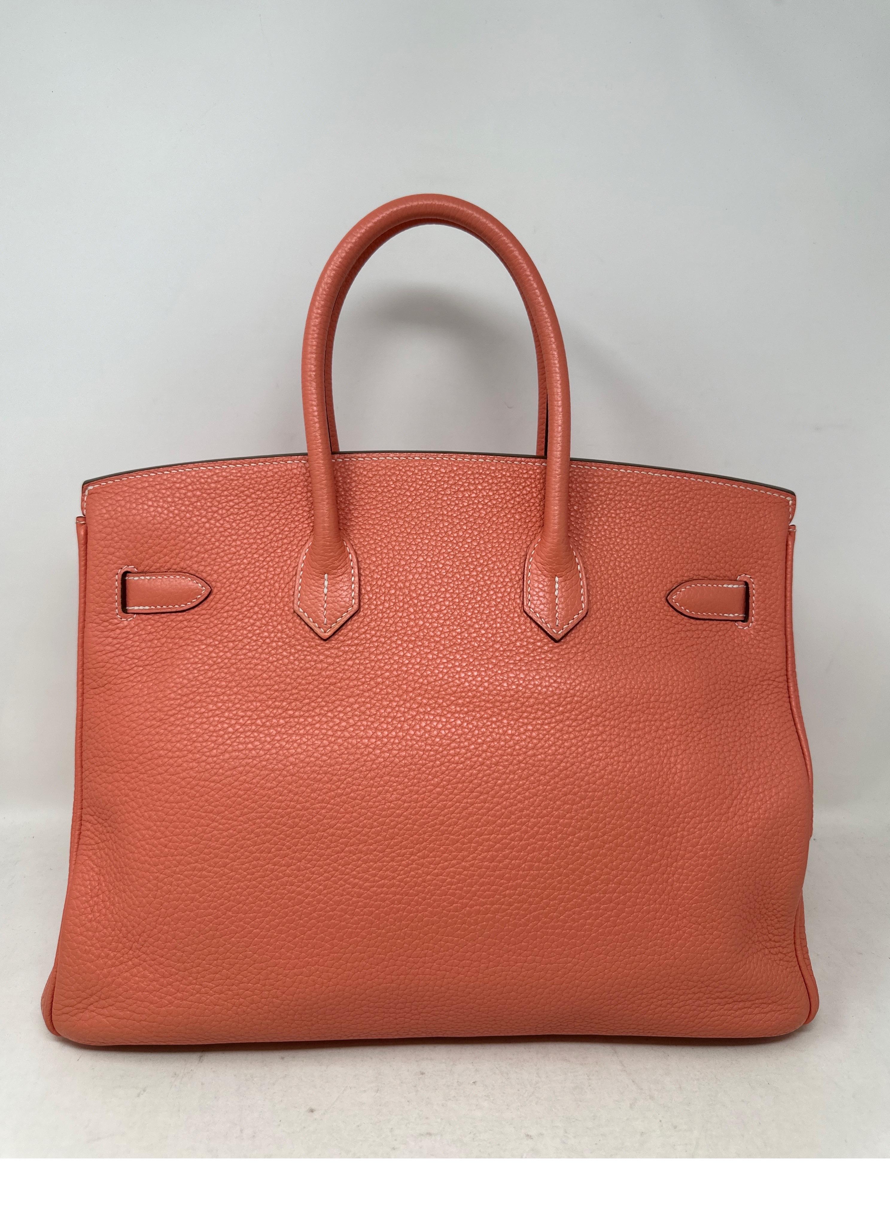 Hermes Pink Crevette Birkin 35 Bag  1