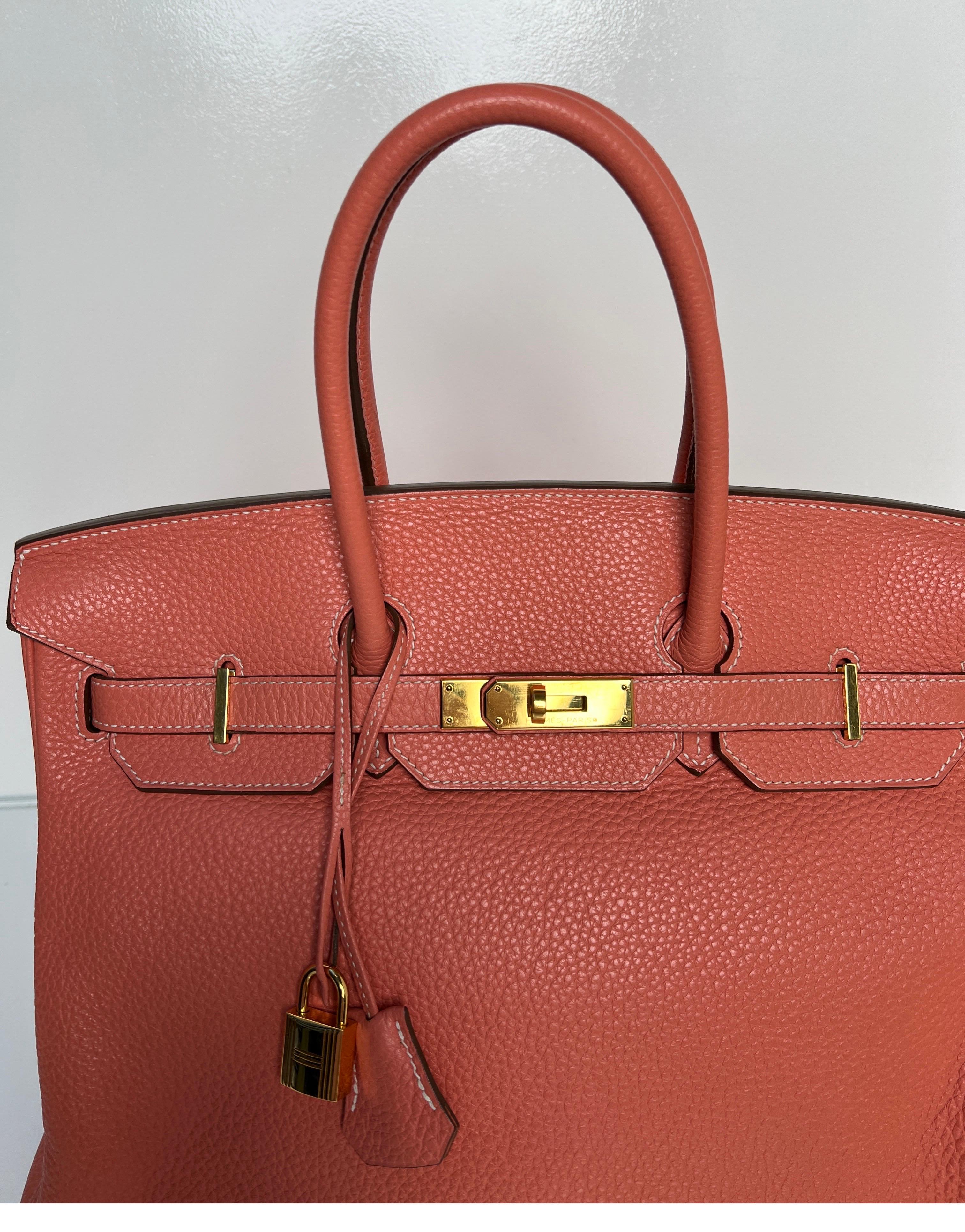 Hermes Pink Crevette Birkin 35 Bag 4