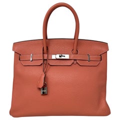 Hermes Pink Crevette Birkin 35 Bag