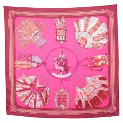 Hermes Pink Cuirs du Desert Printed Silk Square Scarf