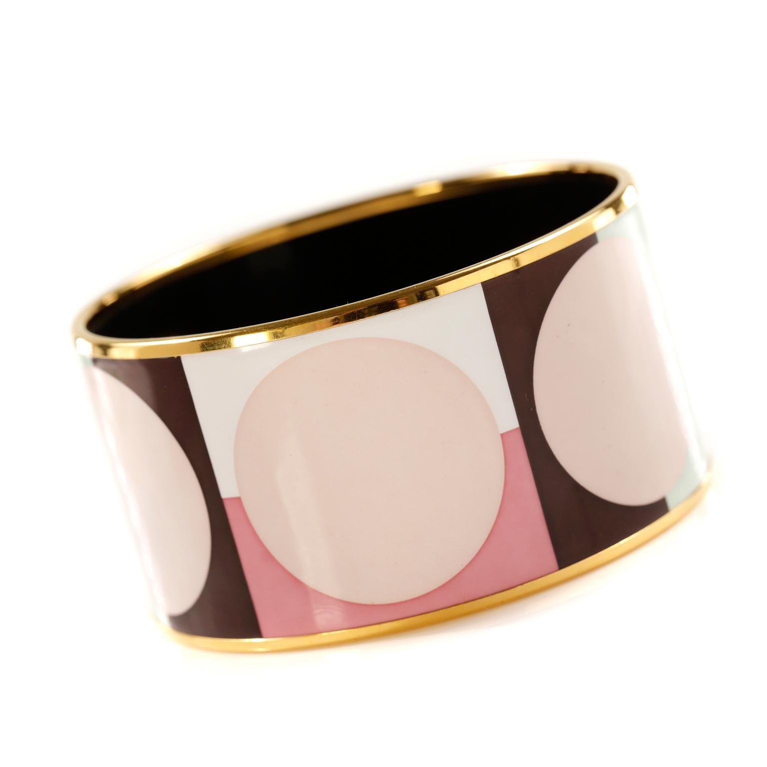 Hermès Pink Dots Wide Enamel Bracelet 2