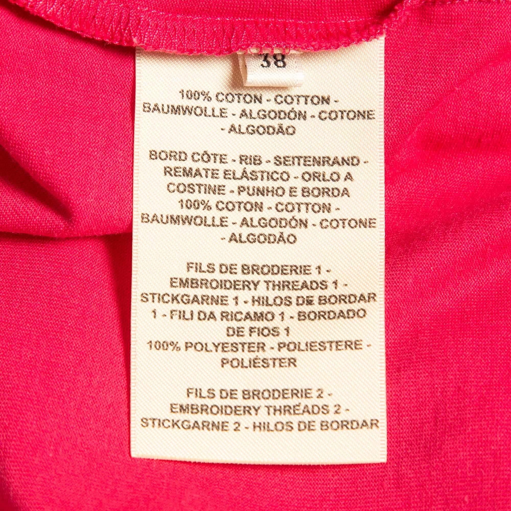 Hermès Pink Embroidered Pocket Cotton Knit Mini T-Shirt Dress M For Sale 1