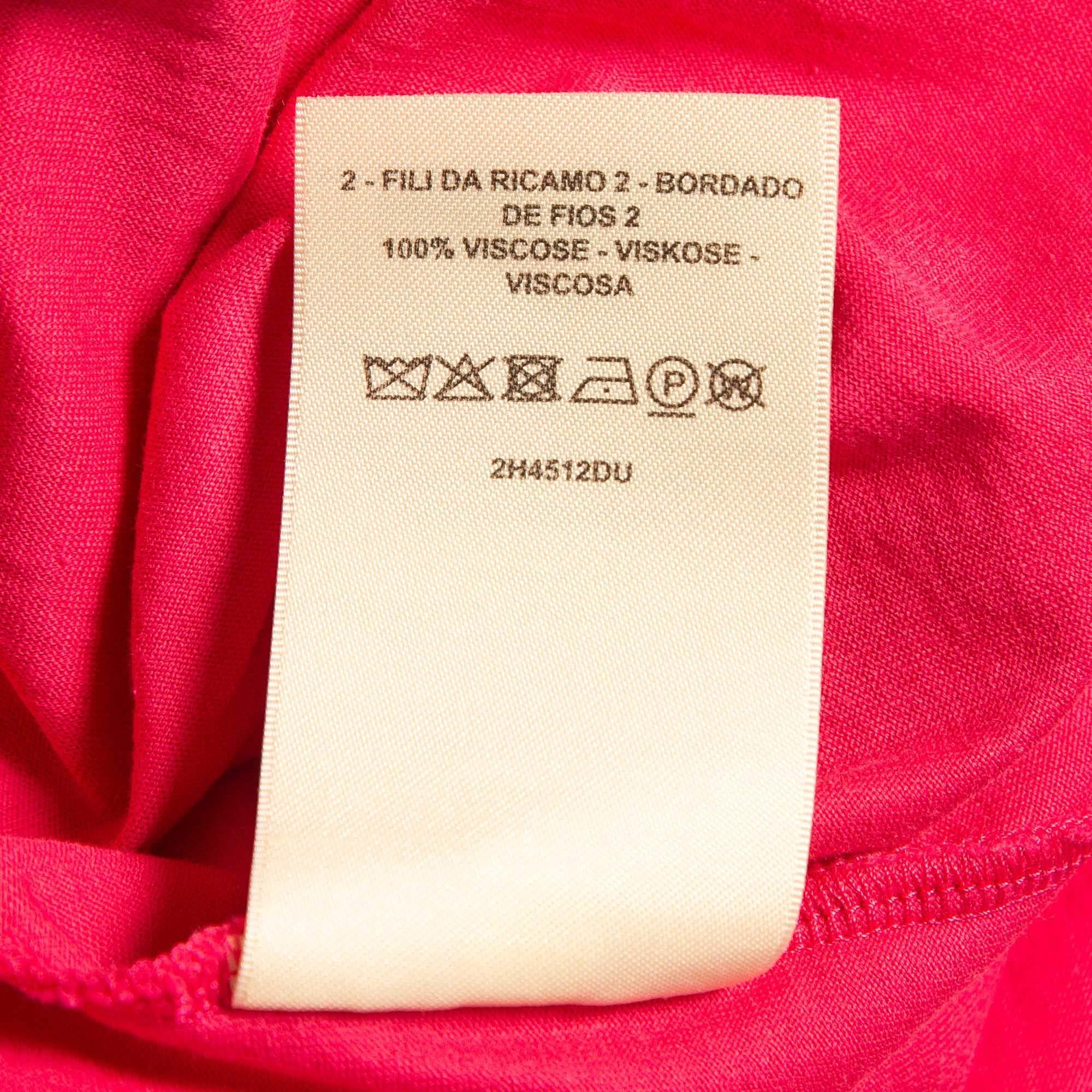Hermès Pink Embroidered Pocket Cotton Knit Mini T-Shirt Dress M 2