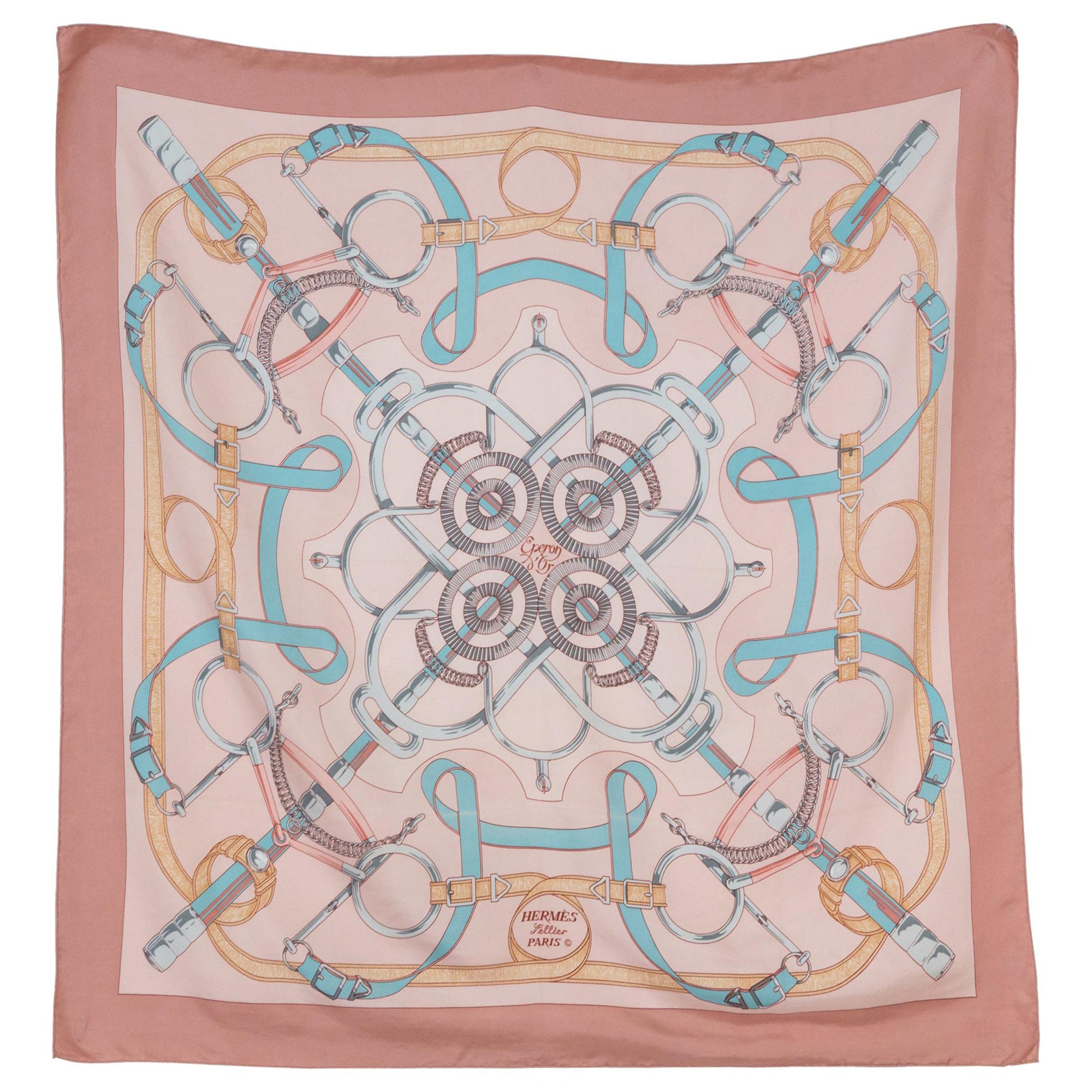 Hermes Pink Eperons d Or by H. d Origny Silk Scarf