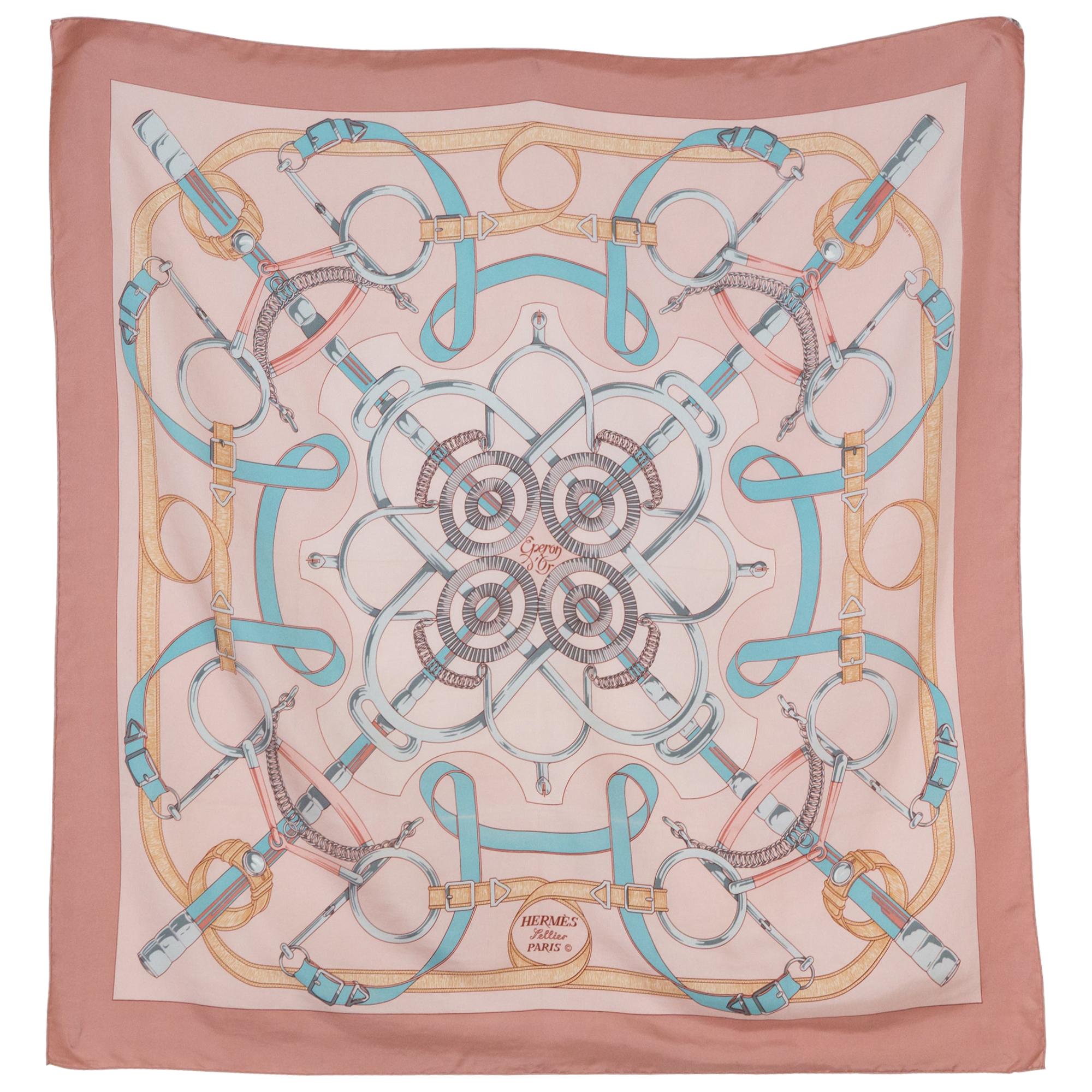 Hermes Pink Eperons d'Or by H. d'Origny Silk Scarf