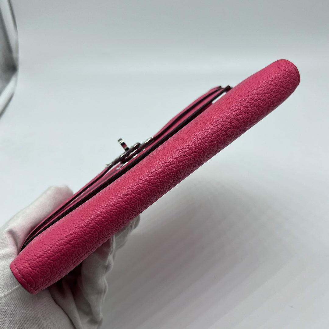 Hermés Kelly Long Wallet Rose Lipstick Chèvre Leather Silver Hardware 7