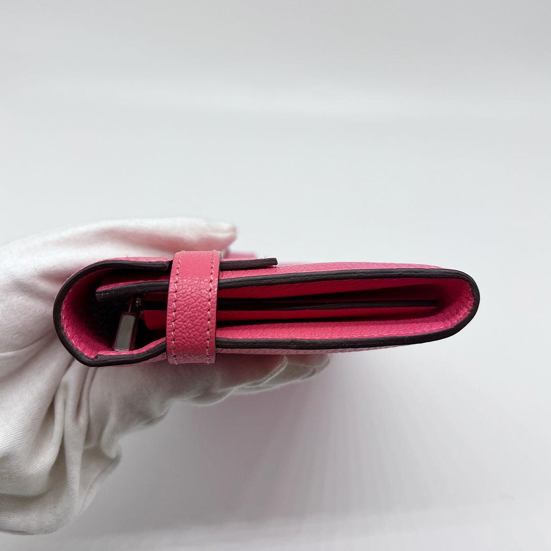 Hermés Kelly Long Wallet Rose Lipstick Chèvre Leather Silver Hardware 9
