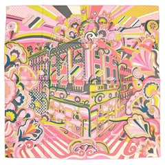 Hermes Pink Faubourg Rainbow 140cm Silk/Cashmere Shawl
