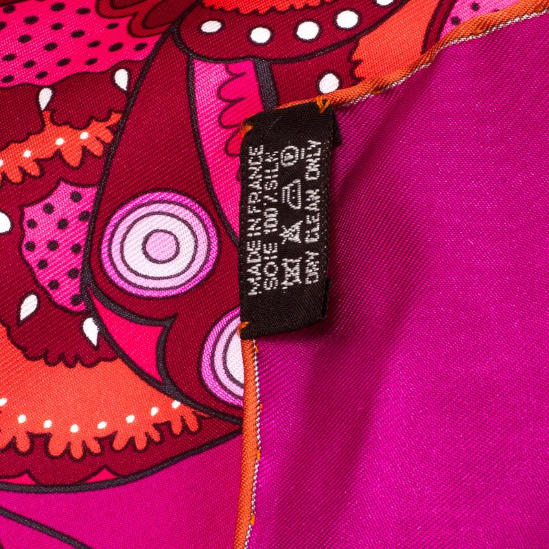 Women's Hermes Pink Fleurs D'Indiennes Printed Silk Square Scarf