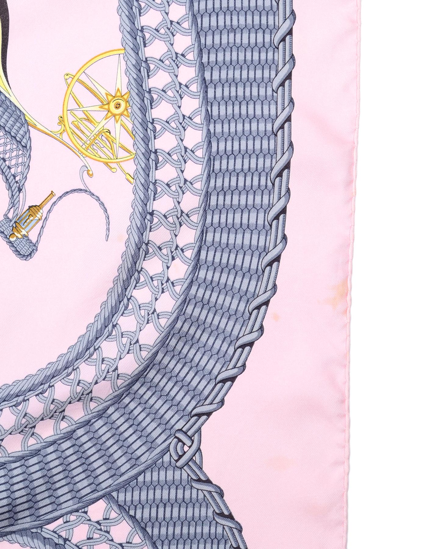Women's Hermes Pink/Grey Voitures Paniers 90cm Silk Scarf