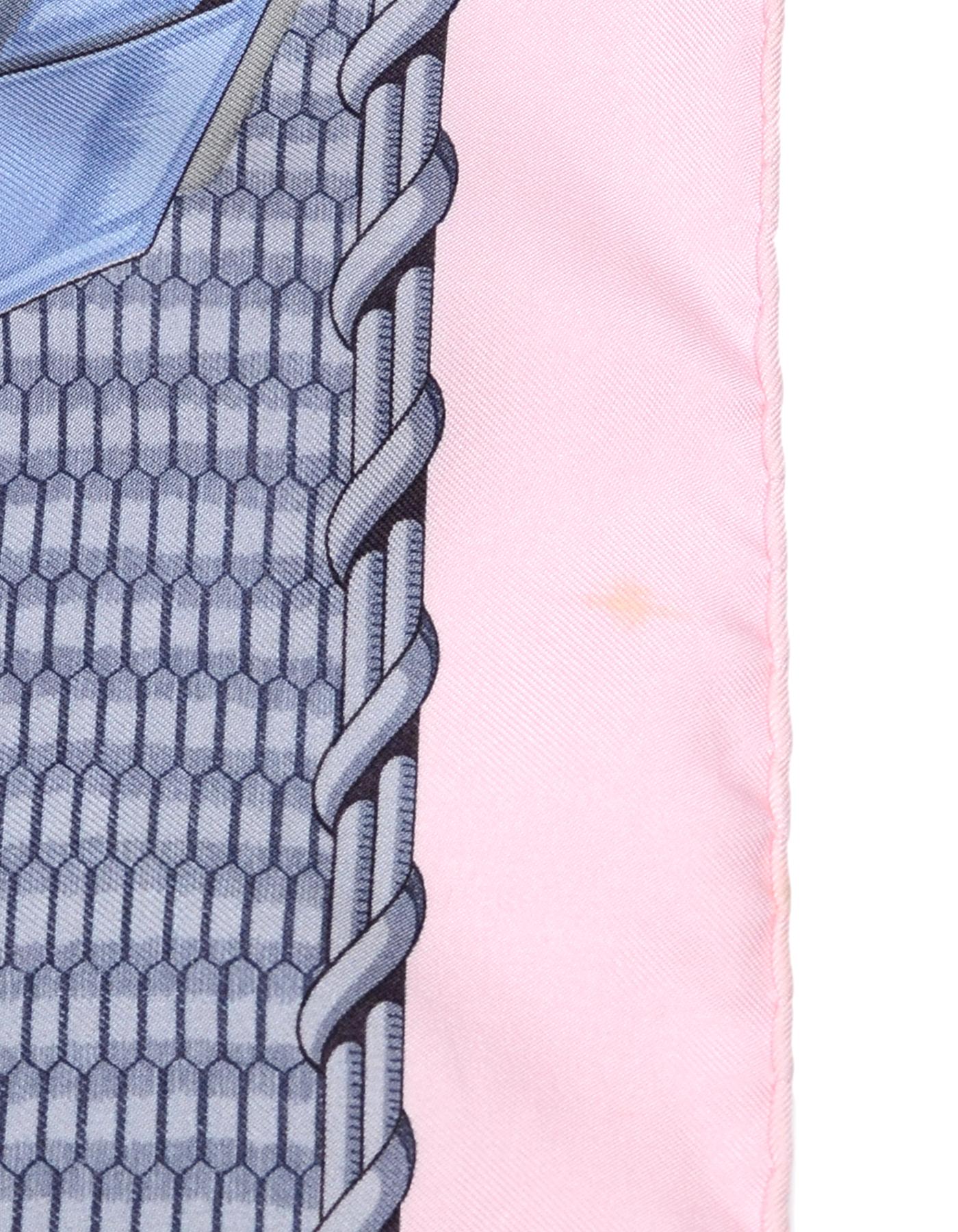 Hermes Pink/Grey Voitures Paniers 90cm Silk Scarf 1