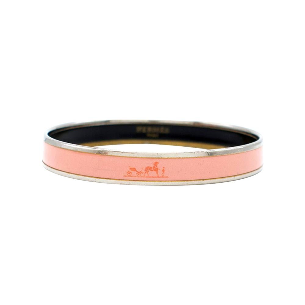 Hermes Pink Horse and Carriage Caleche Narrow Enamel Bangle
