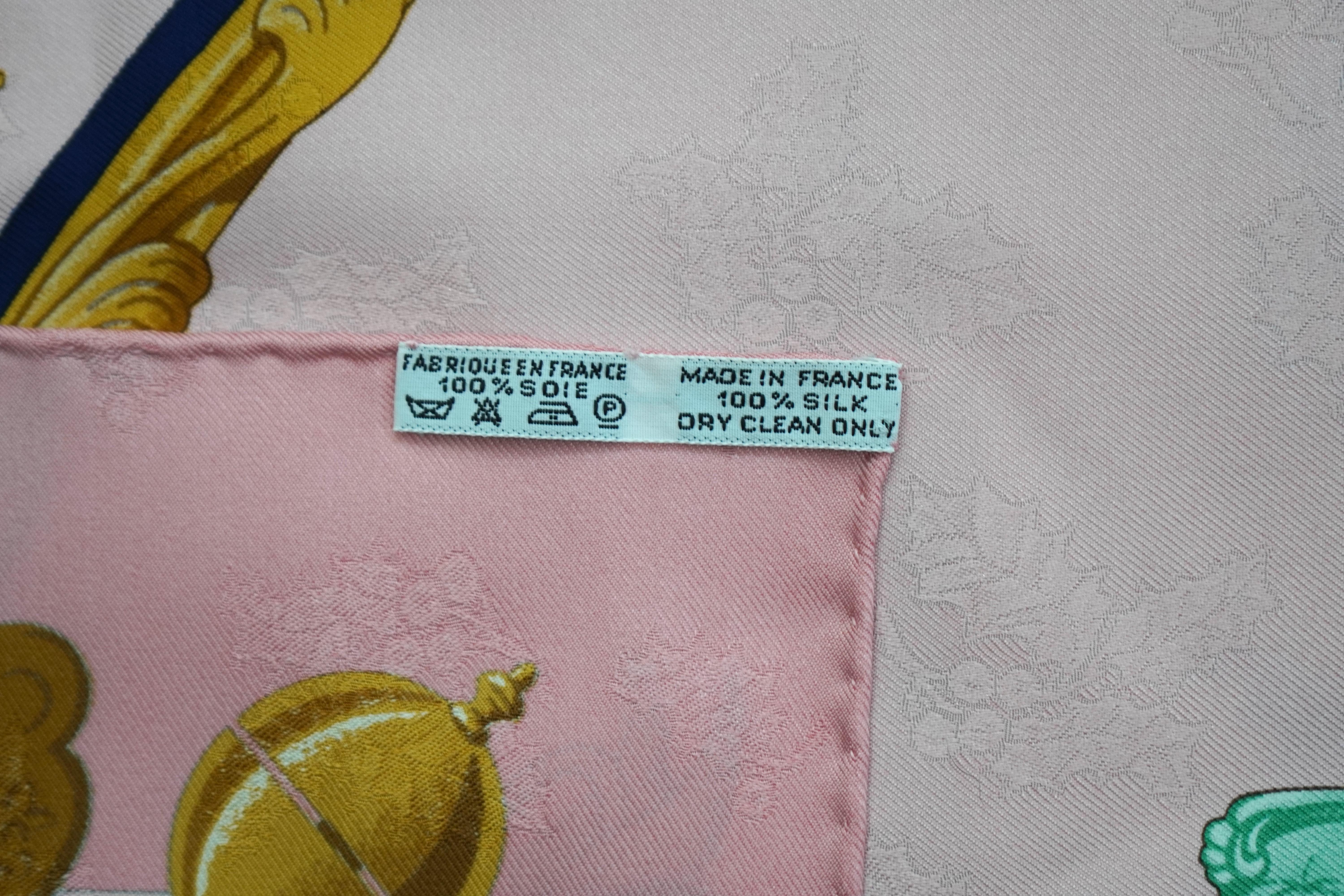 Hermès Pink J. Abadie Plumes et Grelots Silk Scarf For Sale 1