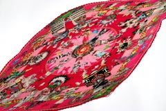 Hermès Pink Kachinas Native American Motif Pleated Silk Scarf
