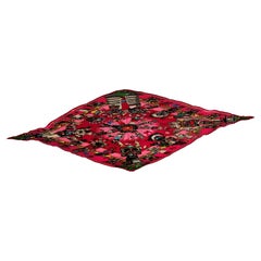 Hermès Pink Kachinas Native American Motif Pleated Silk Scarf