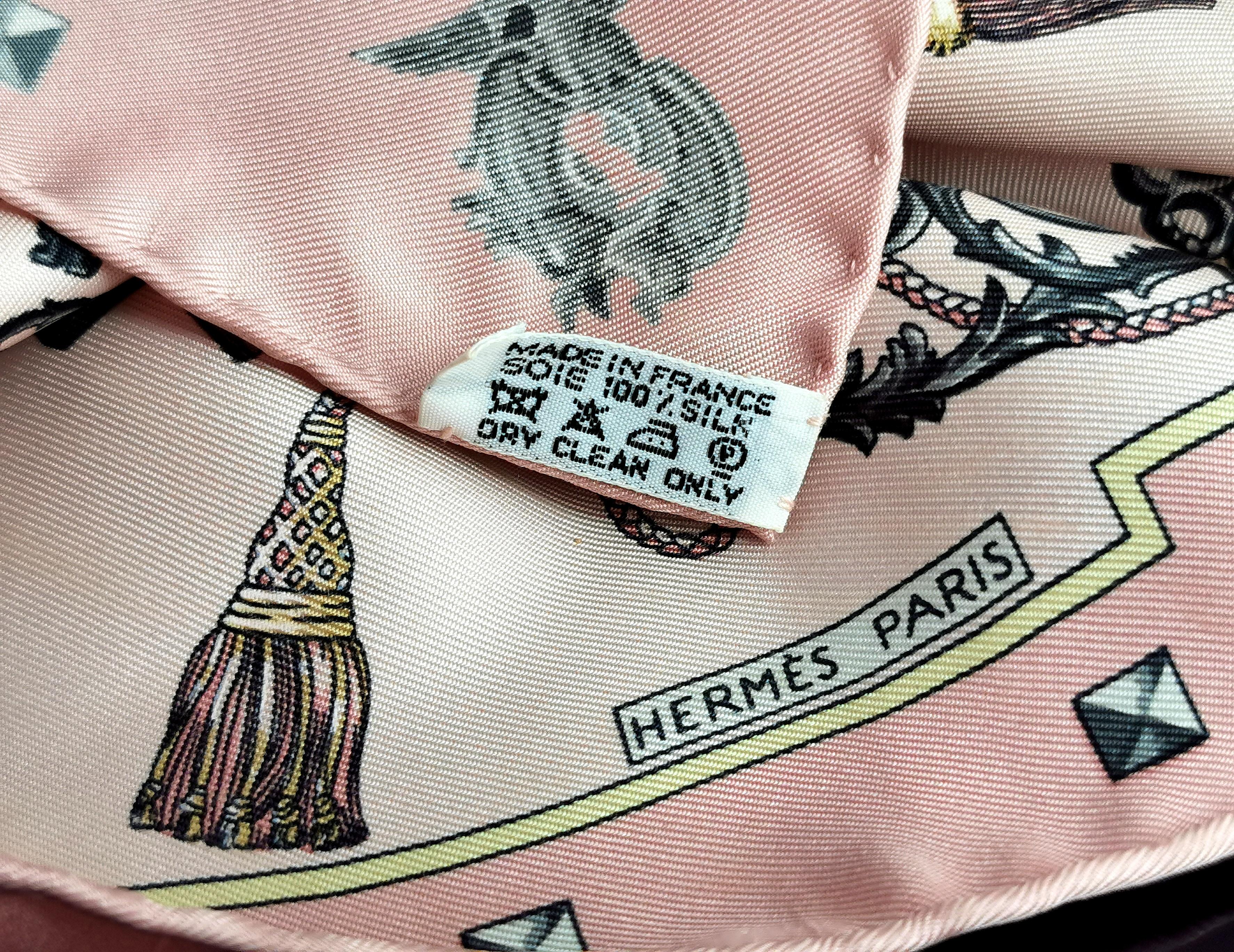 Hermes Pink Keys Les Cles silk scarf, small, Boxed 5