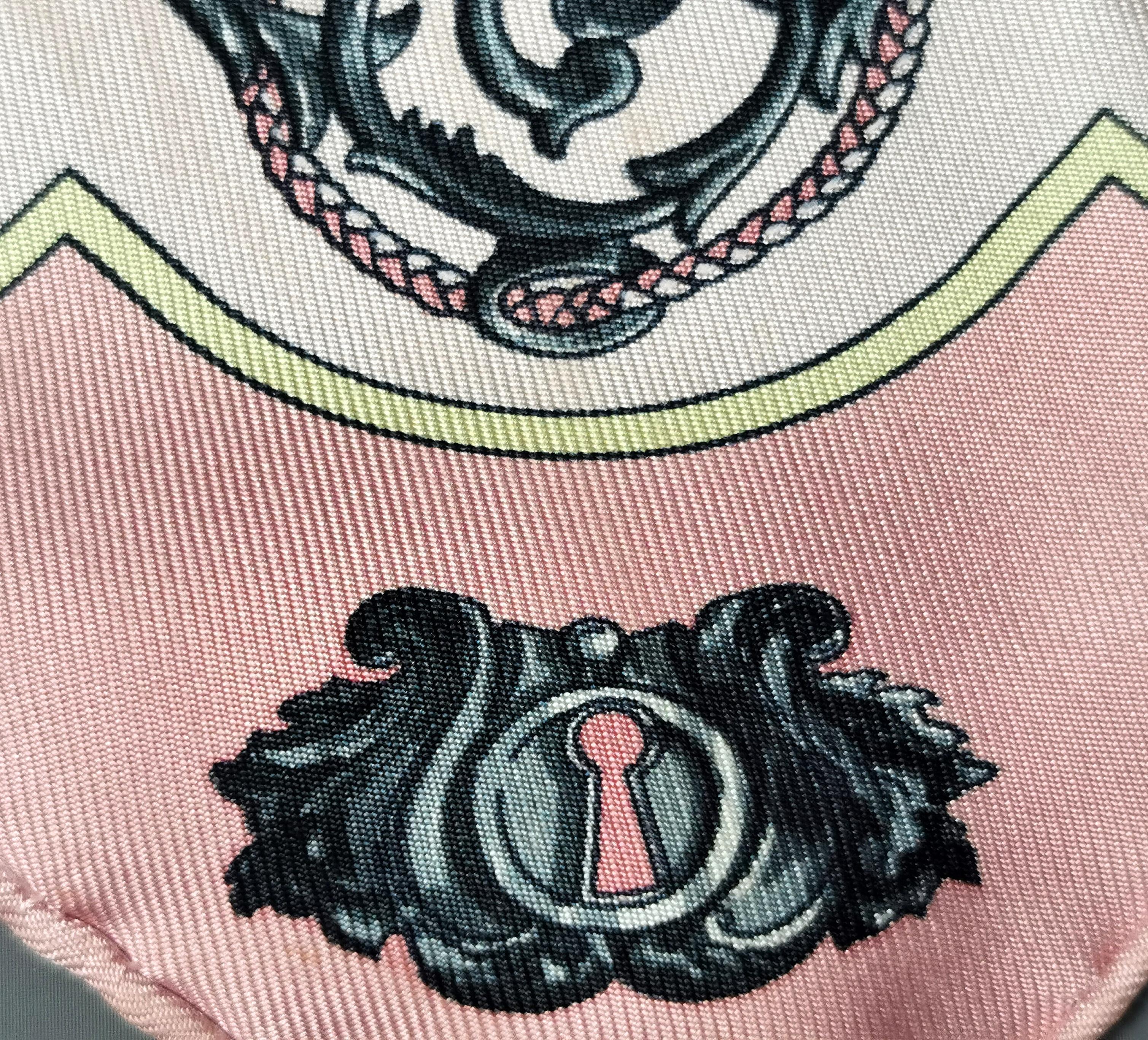 Hermes Pink Keys Les Cles silk scarf, small, Boxed 1