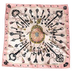 Hermès Rosa Schlüssel Les Cles Seidenschal, klein, kastenförmig