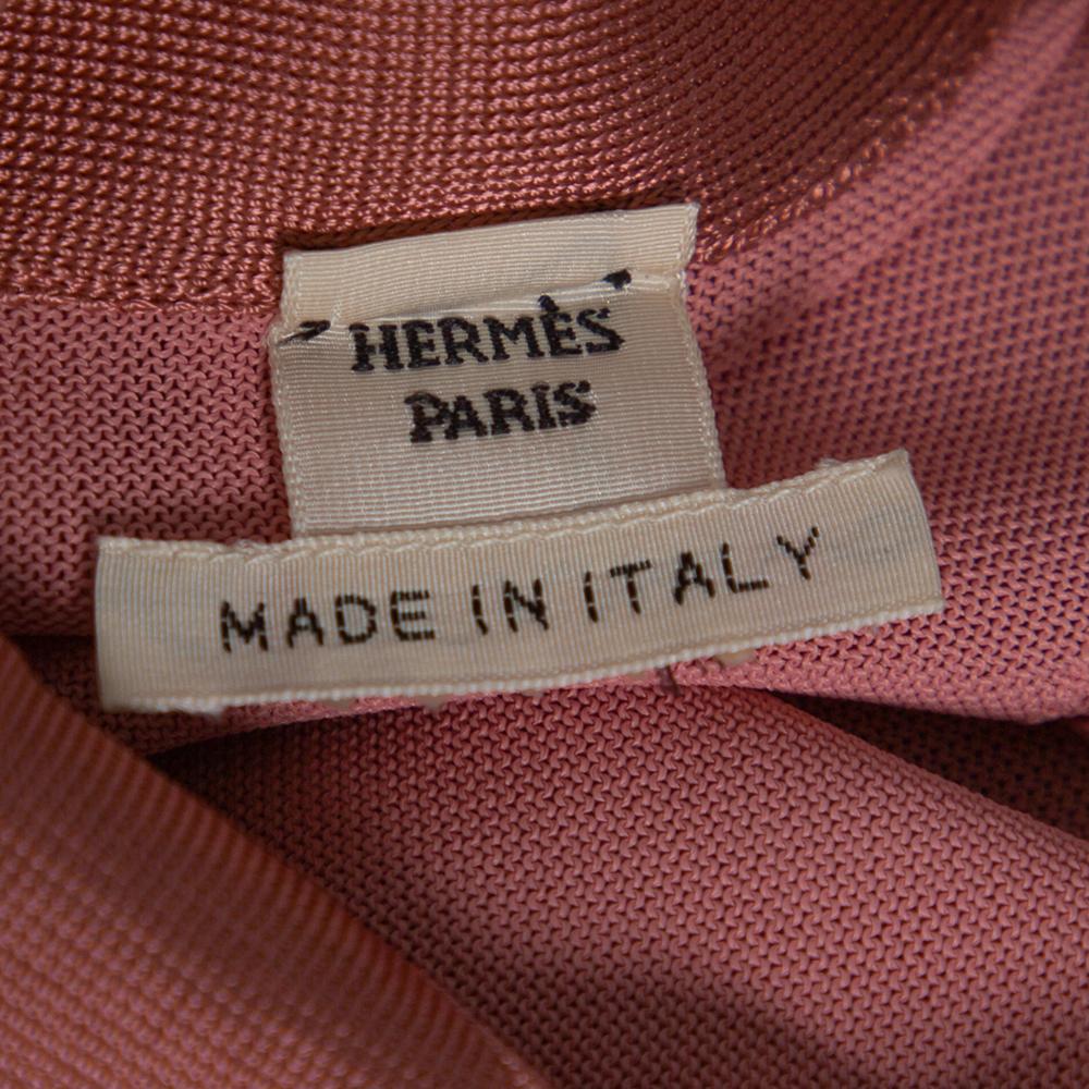 Hermes Pink Knit Sleeve Tie Detail Top L 2