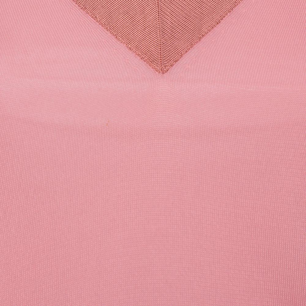 Hermes Pink Knit Sleeve Tie Detail Top L 3