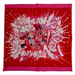 Hermés Pink Kongo Graffiti Silk Scarf