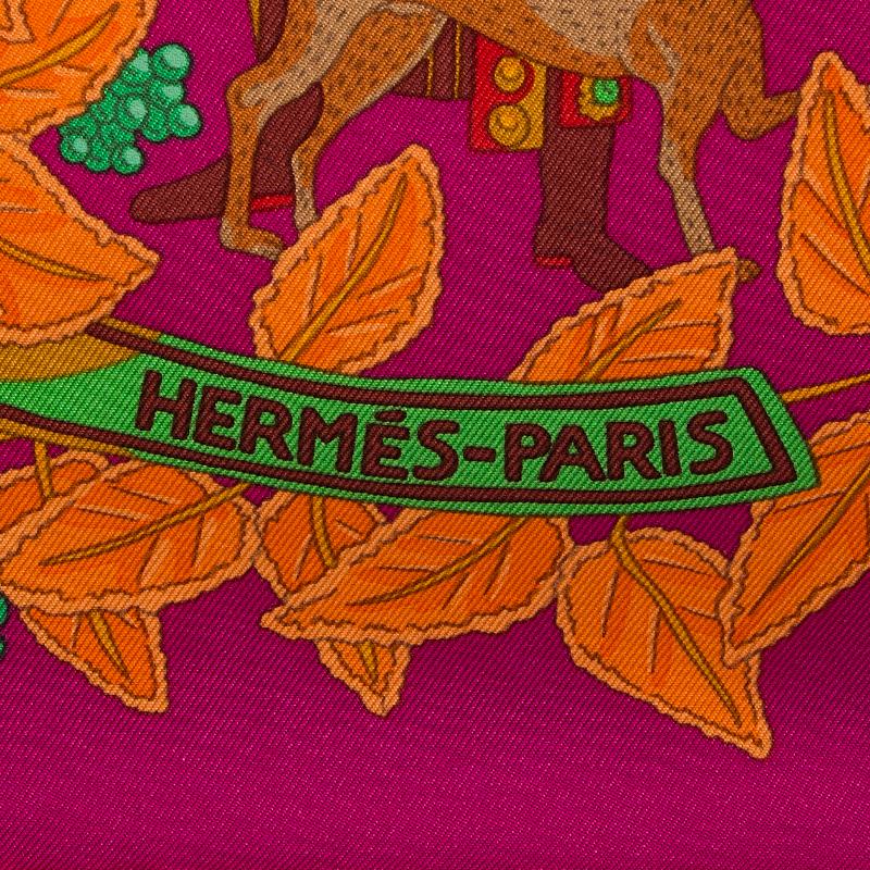 Hermes pink LA PROMENADE DE PLATON 90 silk twill Scarf at 1stDibs